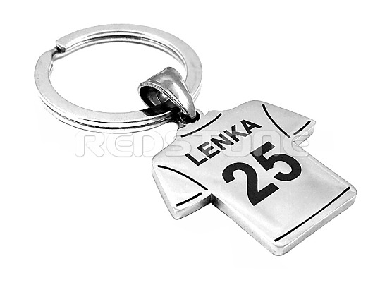 Kľúčenka z chirurgickej ocele - futbalový dres s menom a číslom